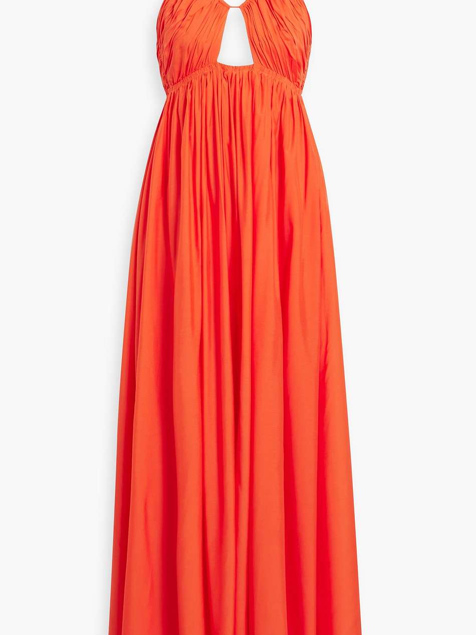 oleander cutout crepe de chine halterneck maxi dress