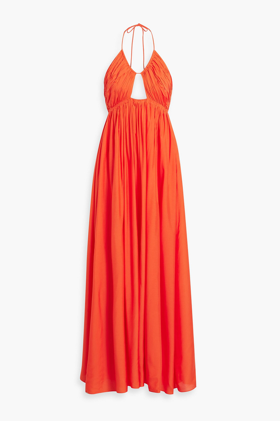 Oleander cutout crepe de chine halterneck maxi dress