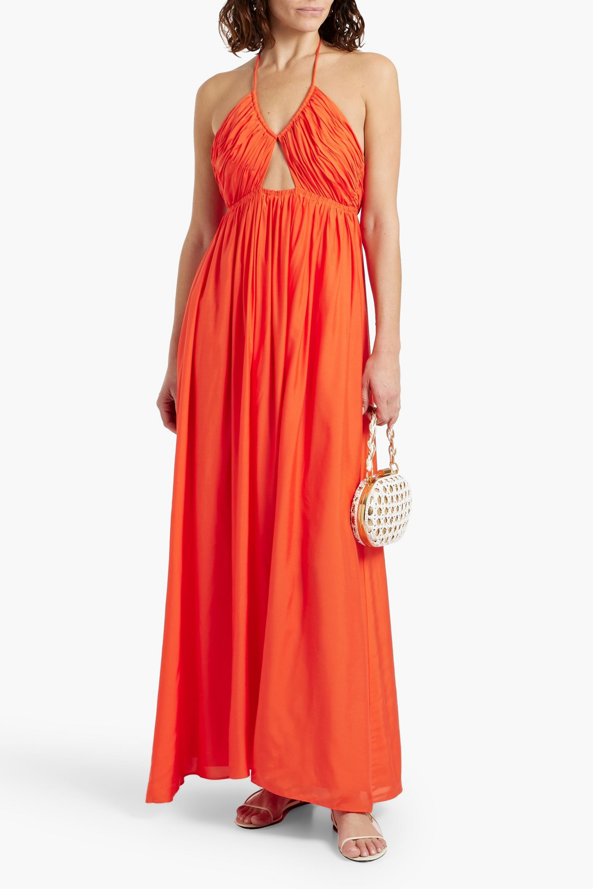 SIMKHAI Oleander cutout crepe de chine halterneck maxi dress