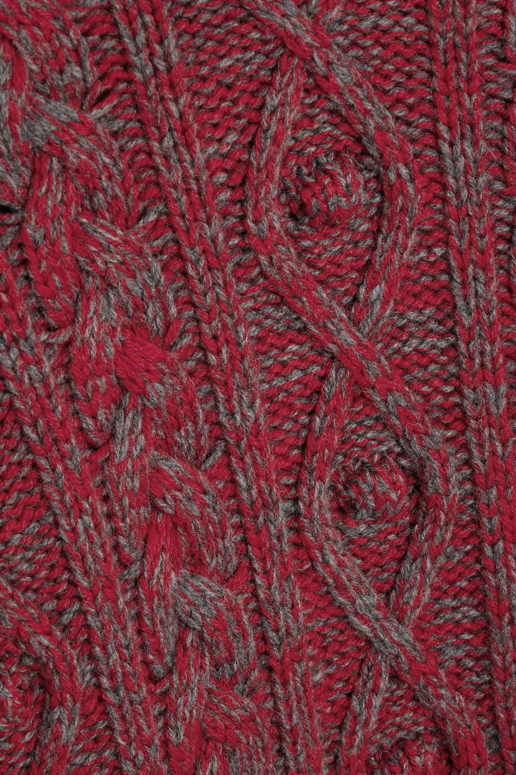 RABANNE Zip-detailed marled cable-knit wool turtleneck sweater