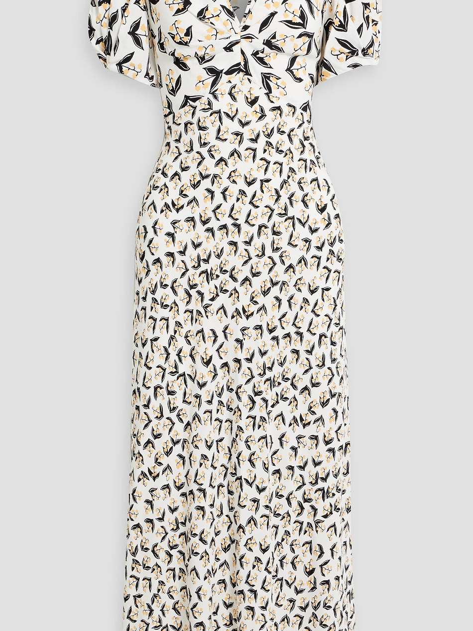margeuax ruched floral-print crepe midi dress