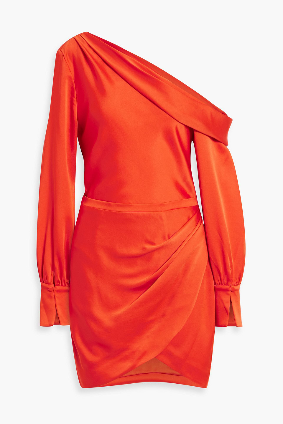 Simkhai Cameron One-shoulder Draped Mini Dress In Bright Orange