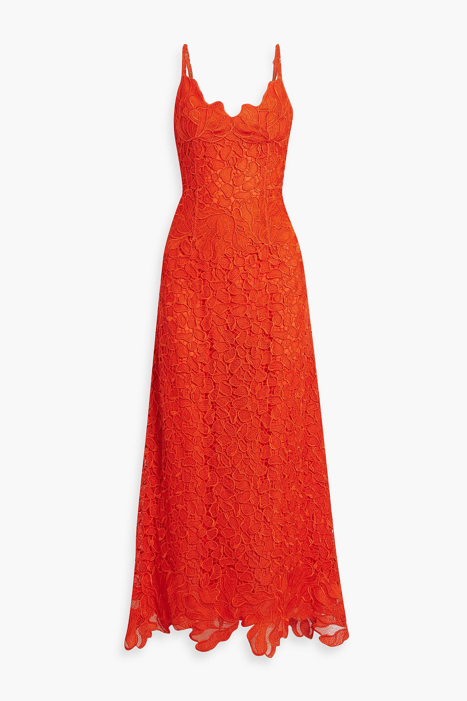 Simkhai Phoenix Guipure Lace Maxi Dress In Orange