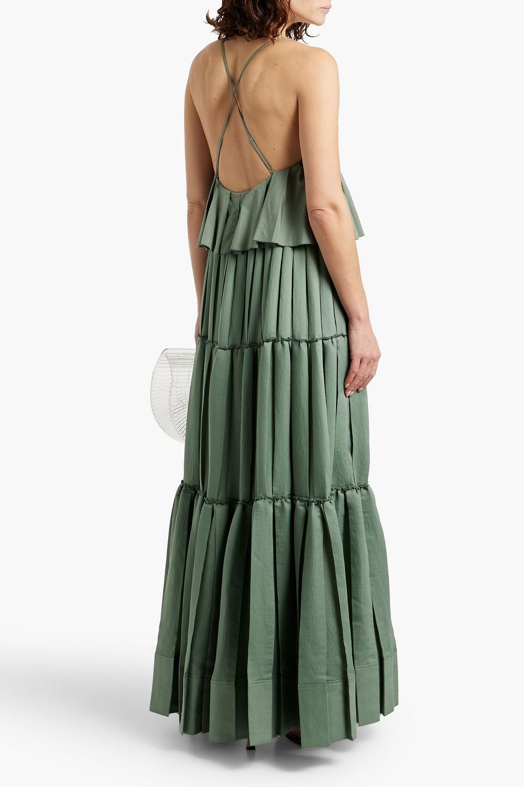SIMKHAI Delania tiered cotton-poplin and georgette maxi dress