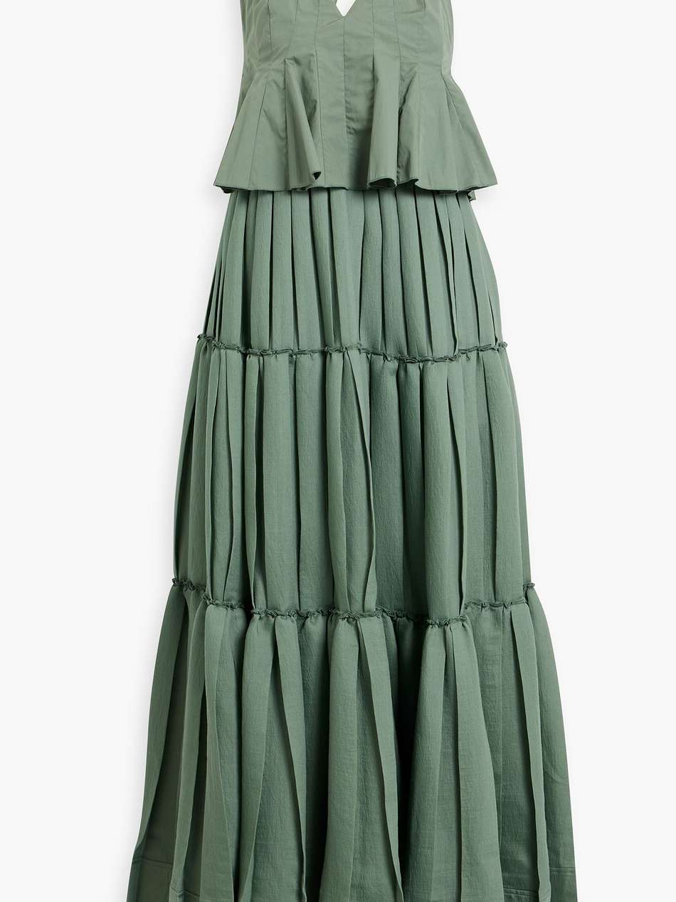delania tiered cotton-poplin and georgette maxi dress