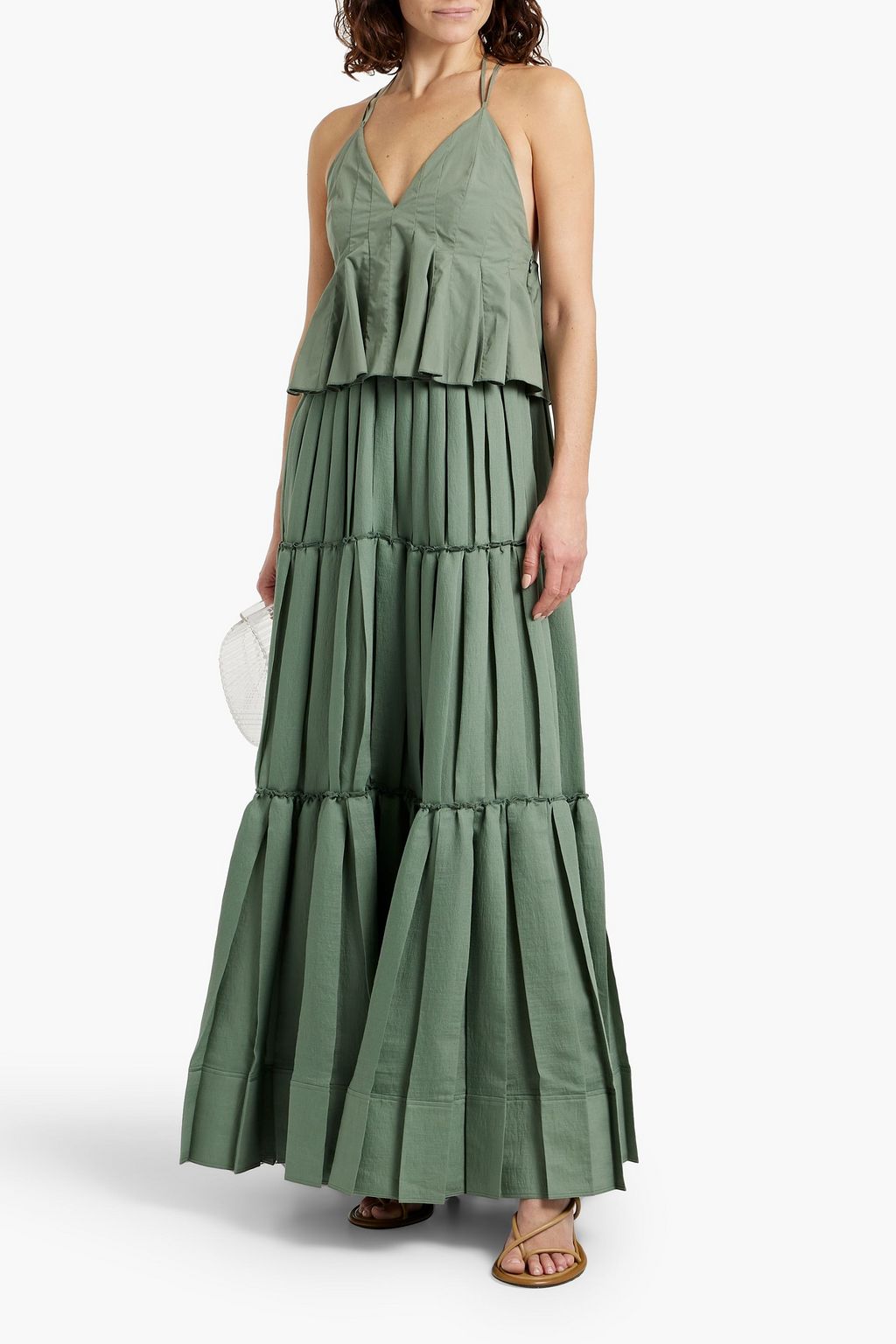 SIMKHAI Delania tiered cotton-poplin and georgette maxi dress