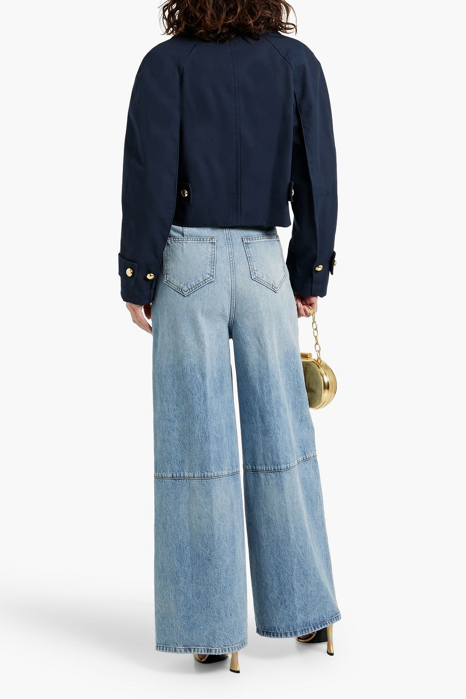 Simkhai Olina Cropped Double-breasted Cotton Jacket In Midnight Blue