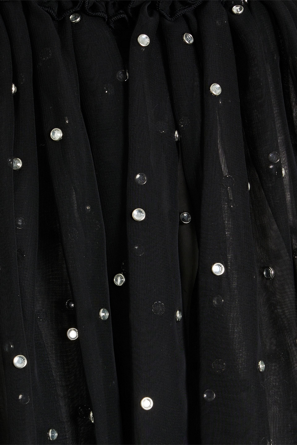 Rabanne Pleated Crystal-embellished Chiffon Top In Black