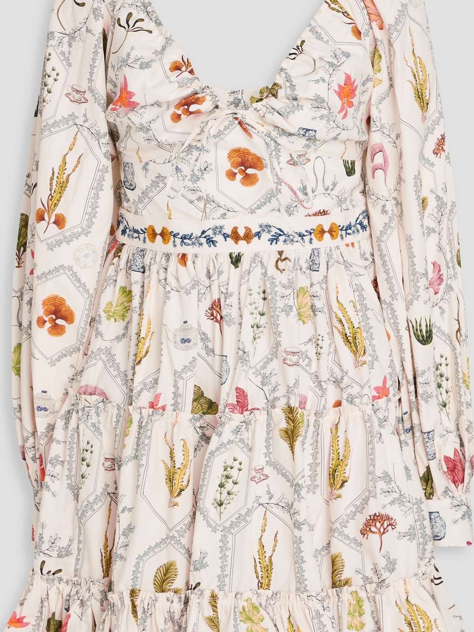 honore embellished ruffled cotton mini dress