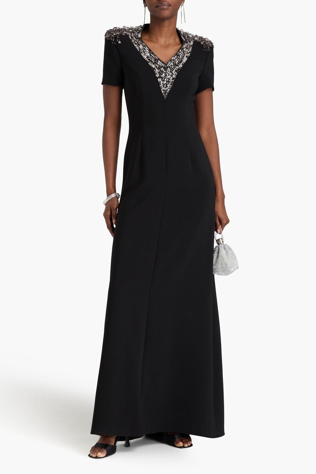JENNY PACKHAM فستان سهرة من الكريب مزين بالكريستال