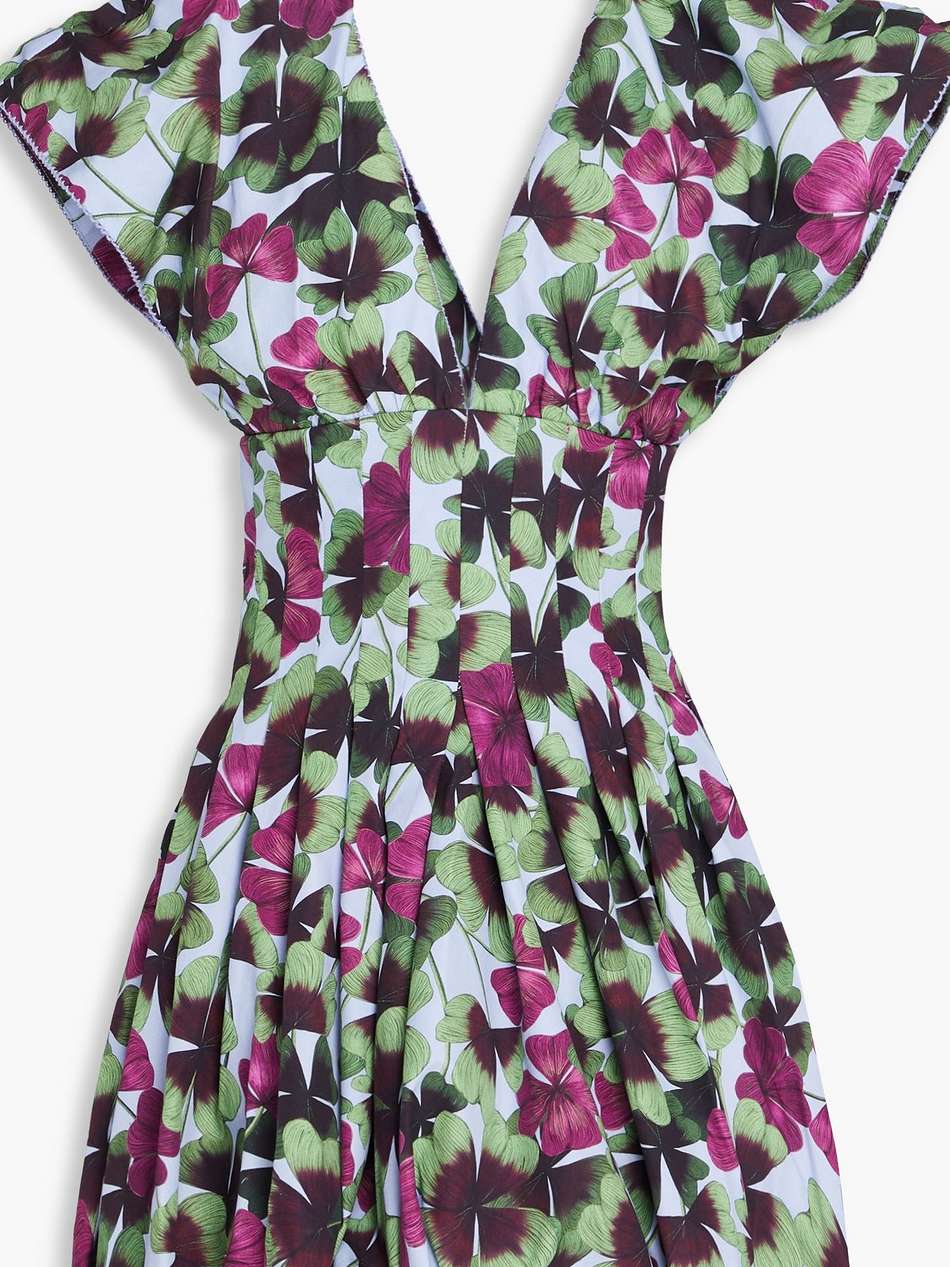annato fortuna pleated floral-print cotton mini dress