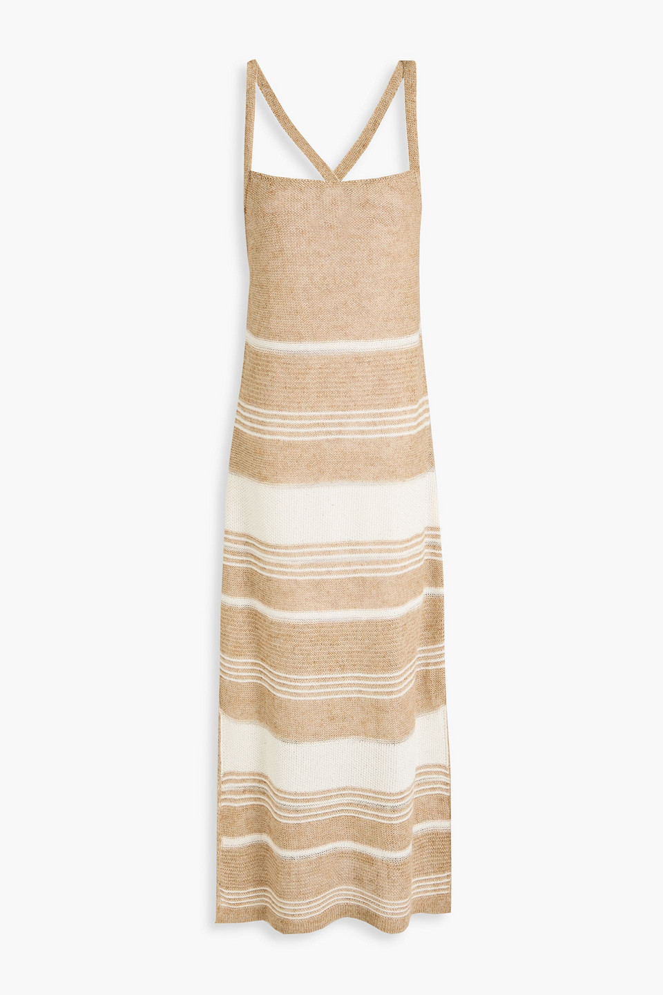 FABIANA FILIPPI METALLIC STRIPED LINEN AND WOOL-BLEND MAXI DRESS