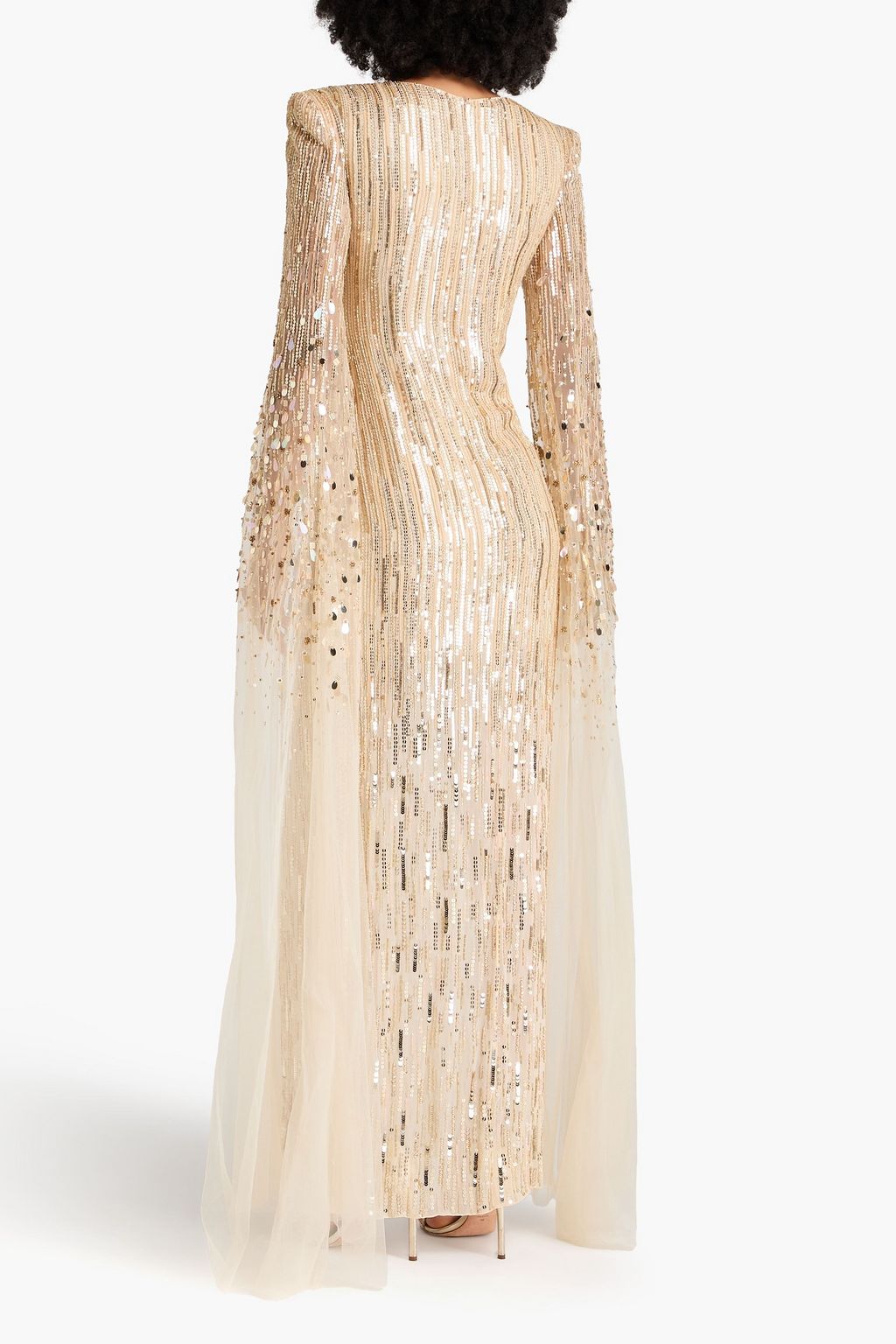 JENNY PACKHAM Wrap-effect embellished tulle gown