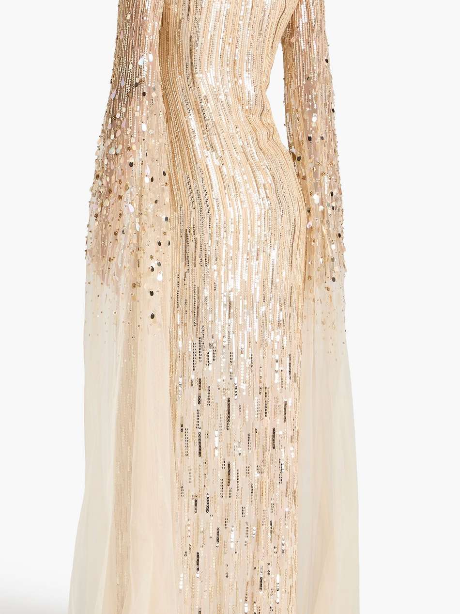 wrap-effect embellished tulle gown