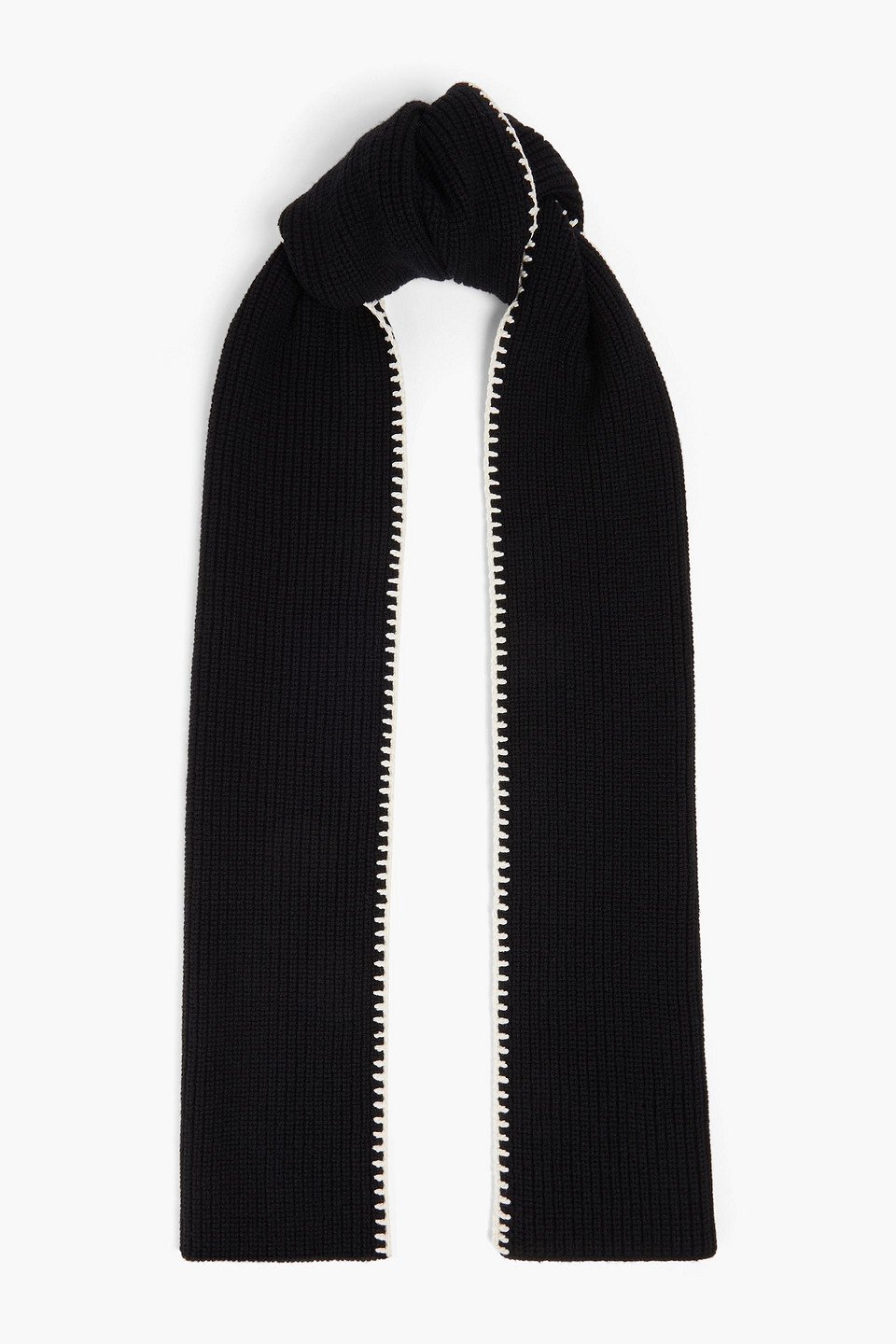 Rag & Bone Ingrid Whipstitched Ribbed Wool Scarf In Blue