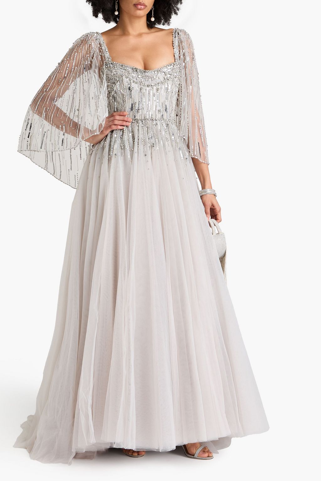 JENNY PACKHAM فستان سهرة من التول بتصميم مزركش