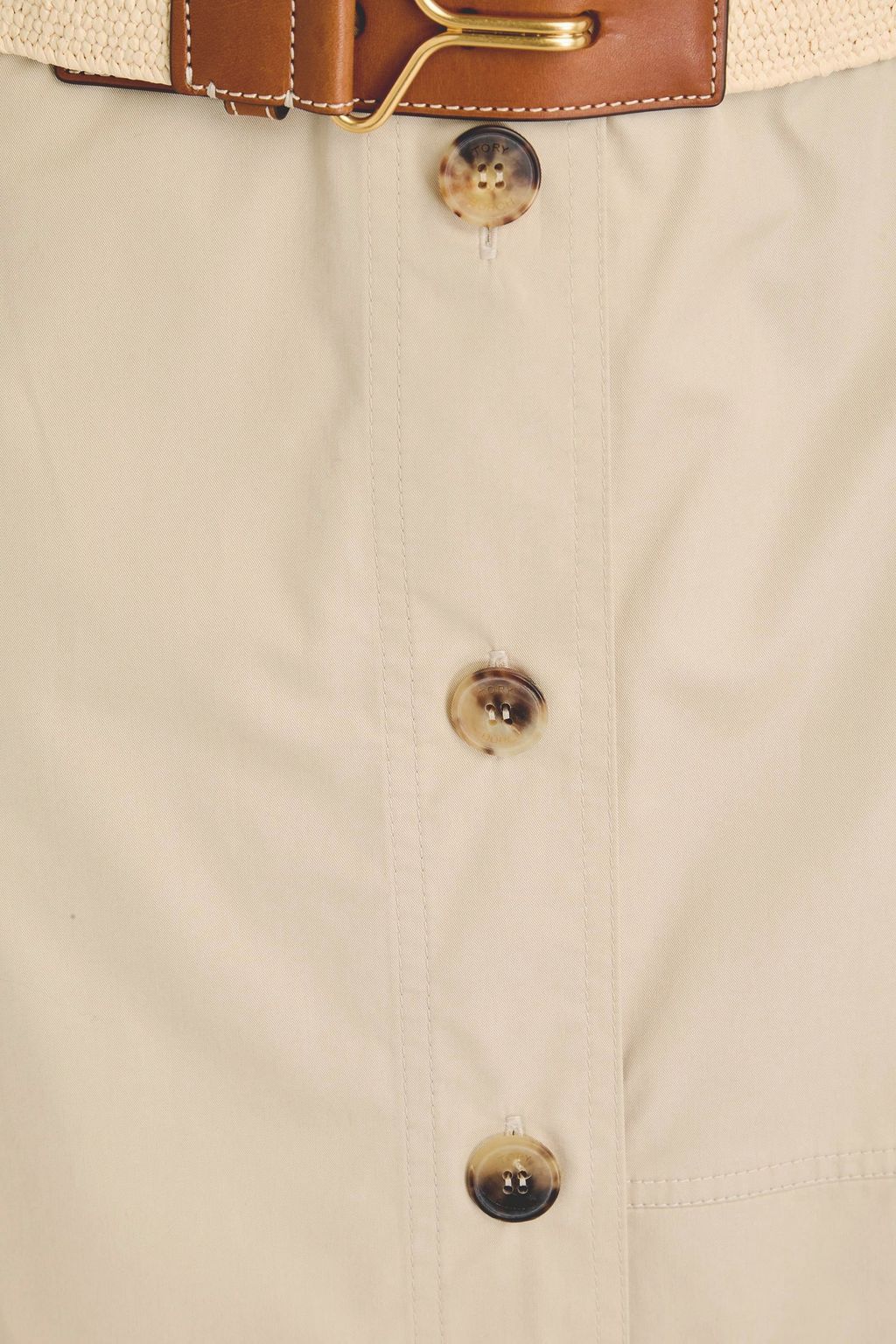 TORY BURCH Belted cotton-poplin midi skirt