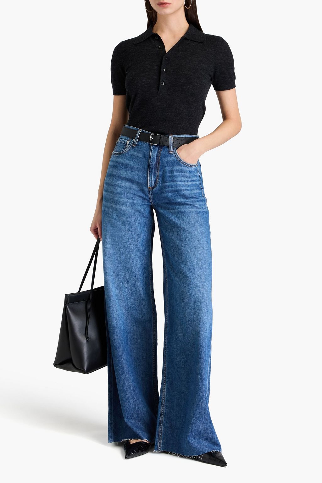 RAG & BONE 페이디드 하이라이즈 와이드 레그 진
