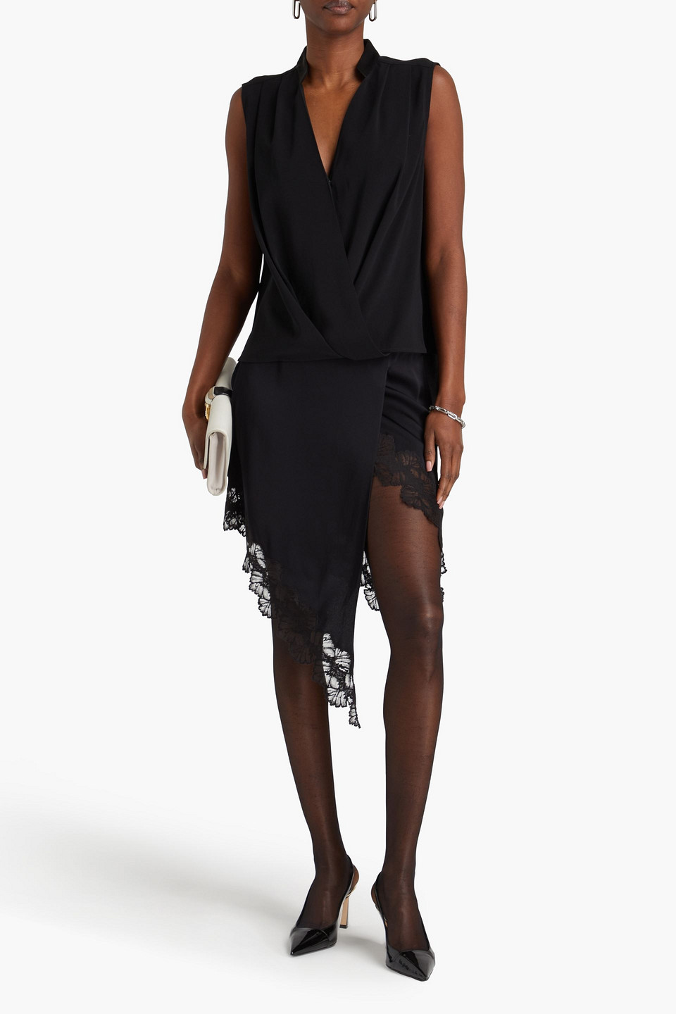  Rag & Bone - Meredith Wrap-effect Cady Top - Black - Xxs 