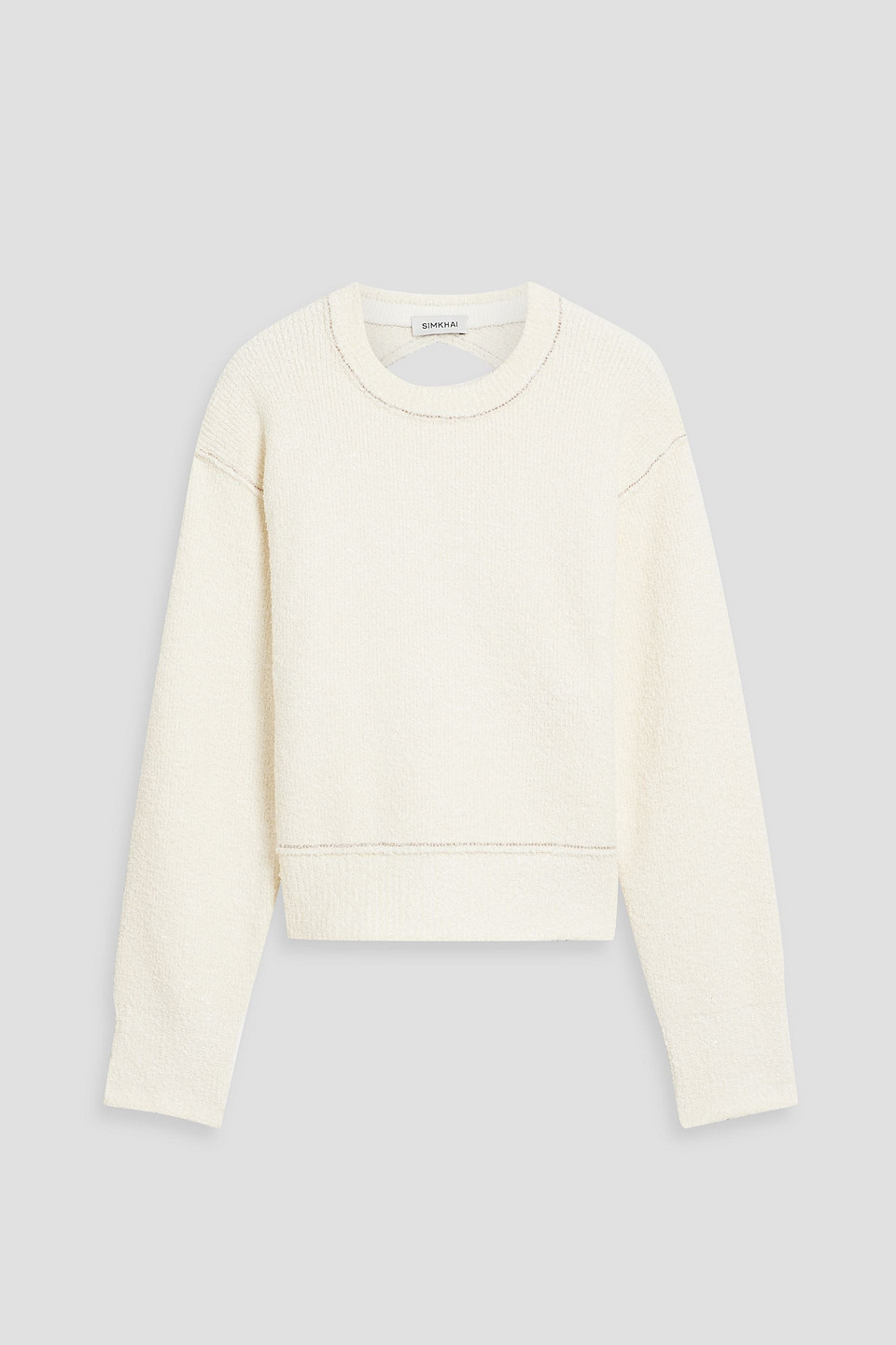 Simkhai Sabina Cutout Bouclé-knit Cotton-blend Sweater In Ivory