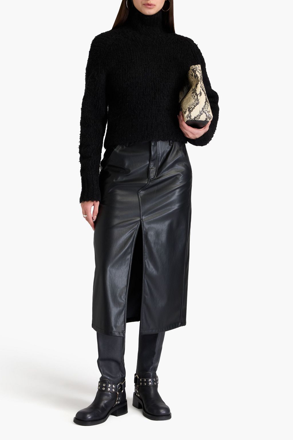 RAG & BONE كنزة رياضية "ديليون" بياقة عالية بحبكة بوكليه