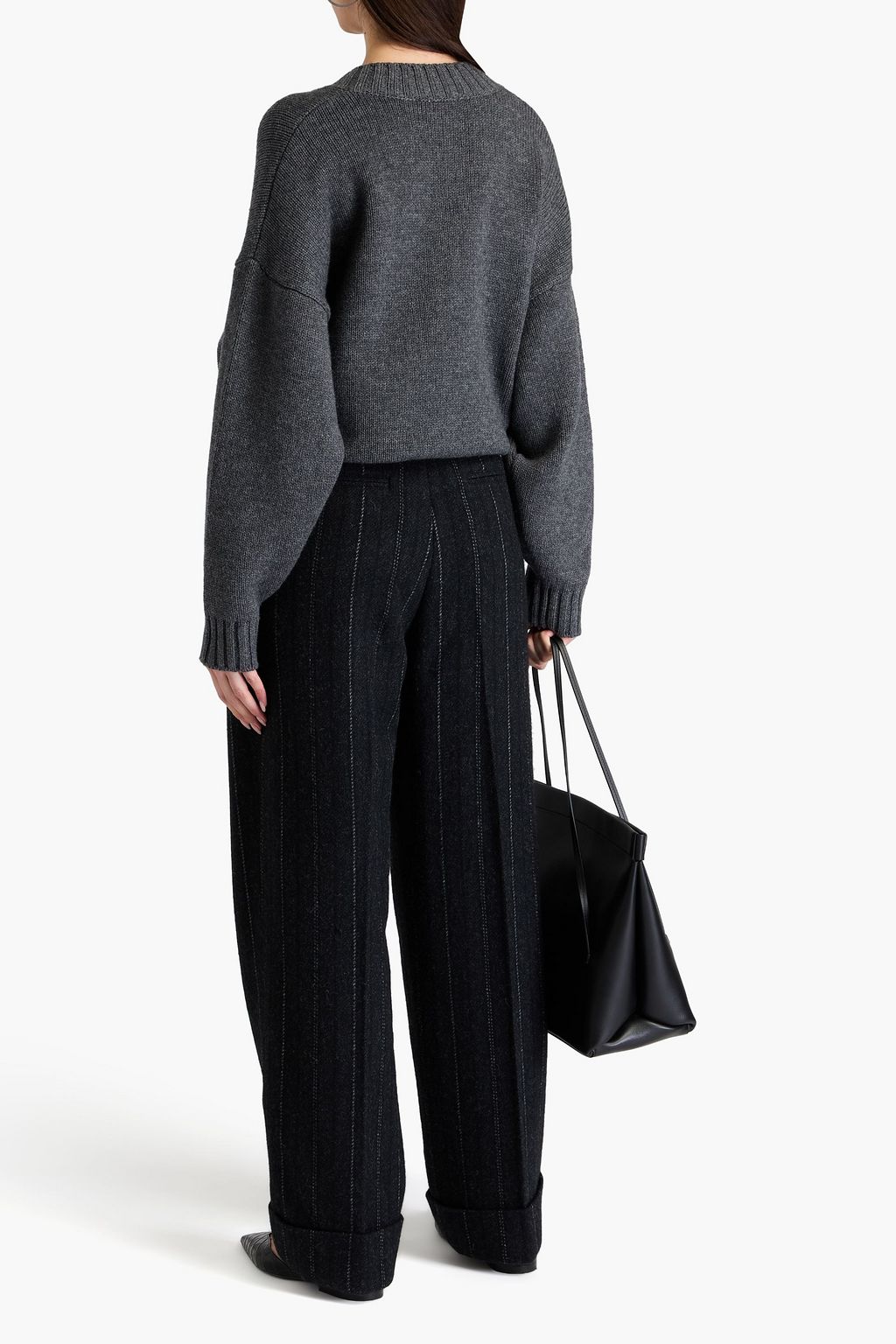 RAG & BONE بنطال "ماريان" بقصة تضيق تدريجياً من الصوف بحبكة بوكليه