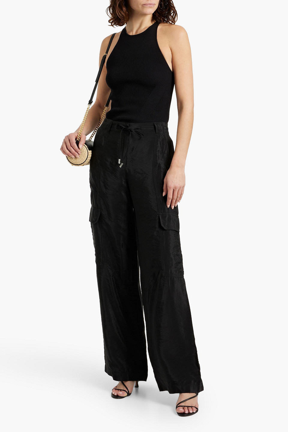 SIMKHAI AURORA CRINKLED-SHELL CARGO PANTS