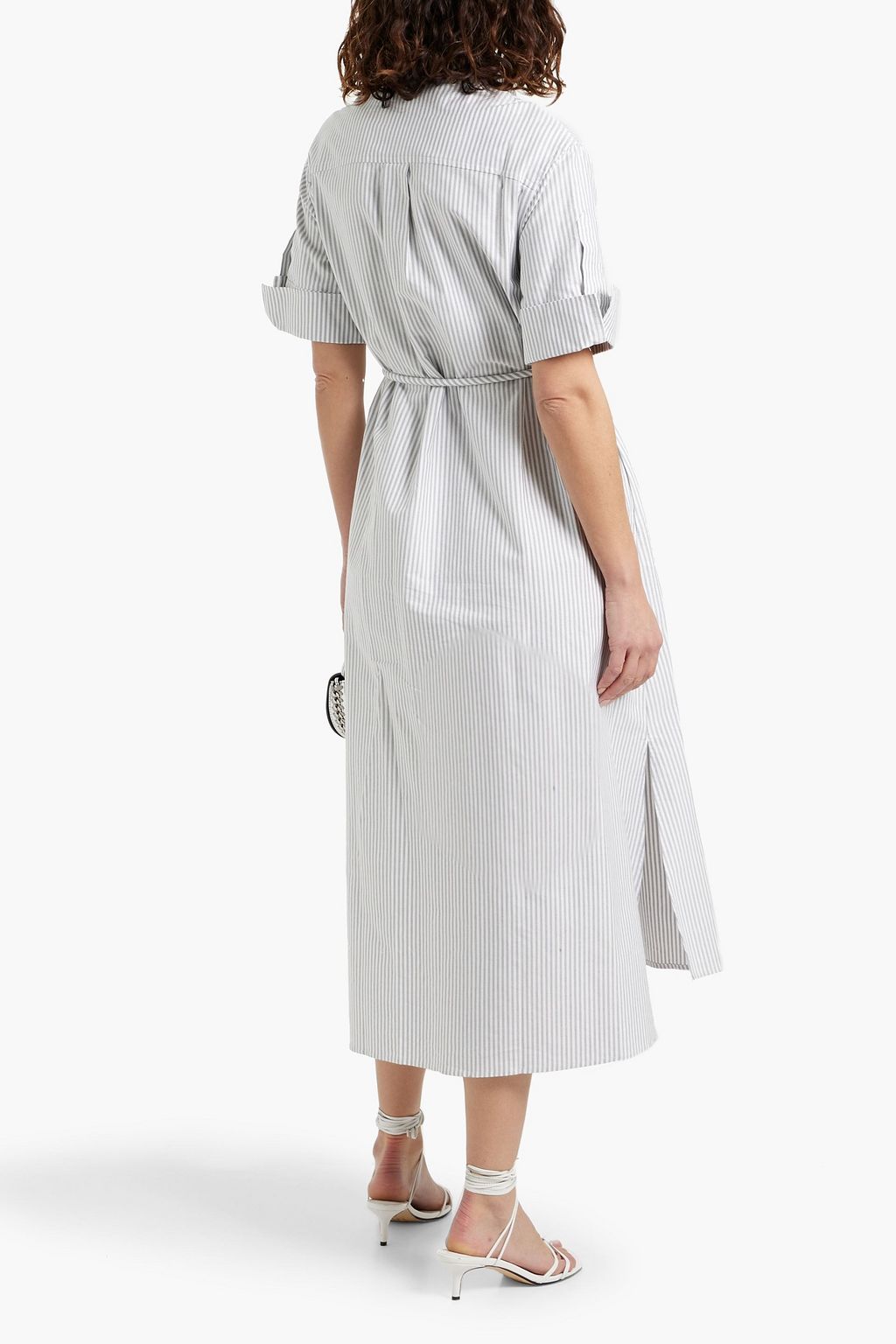 SIMKHAI Grady striped cotton Oxford midi shirt dress