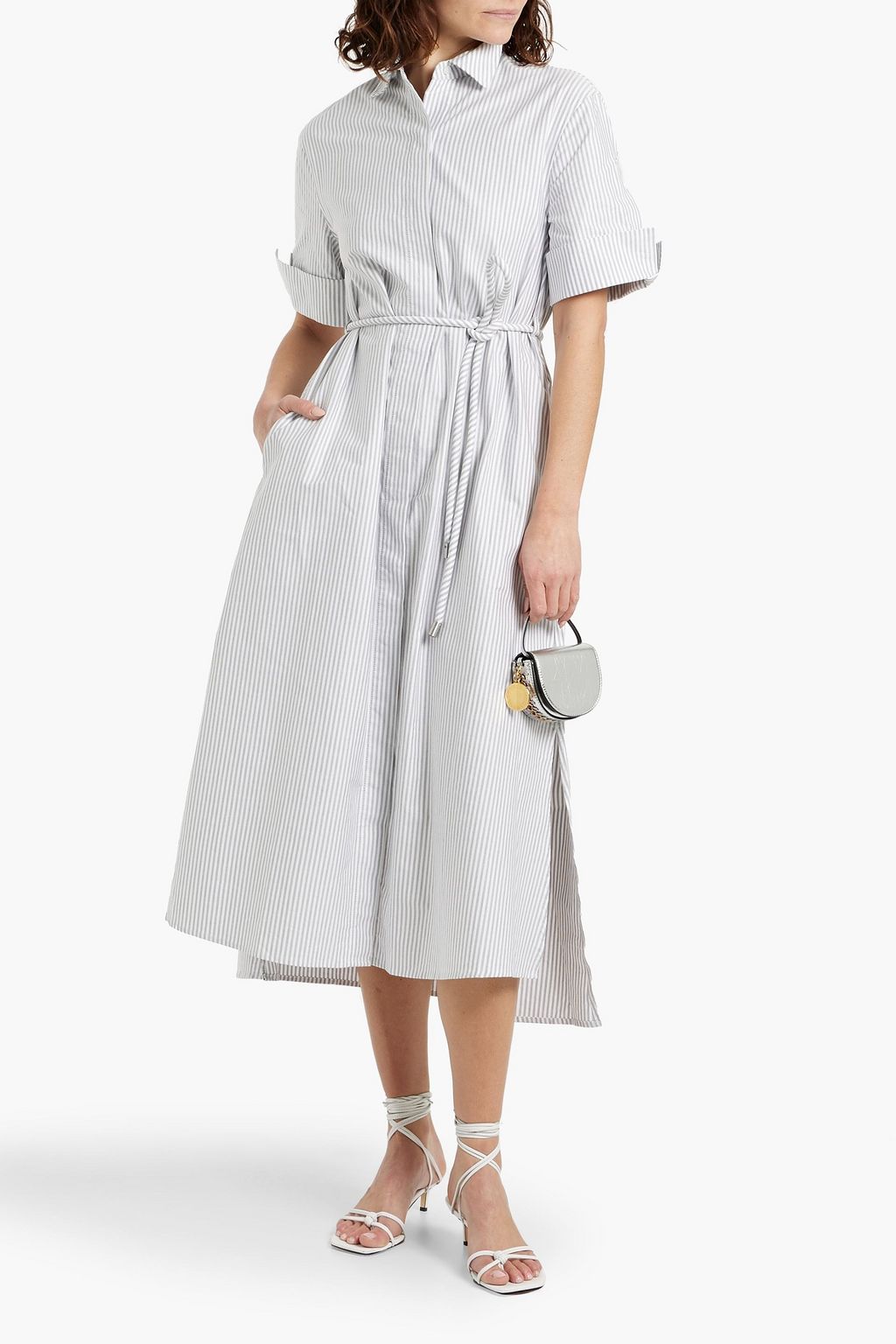 SIMKHAI Grady striped cotton Oxford midi shirt dress