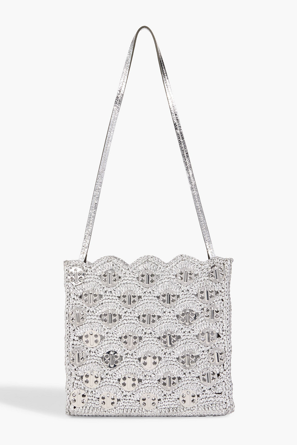 rabanne - chainmail-embellished metallic raffia shoulder bag - metallic - onesize