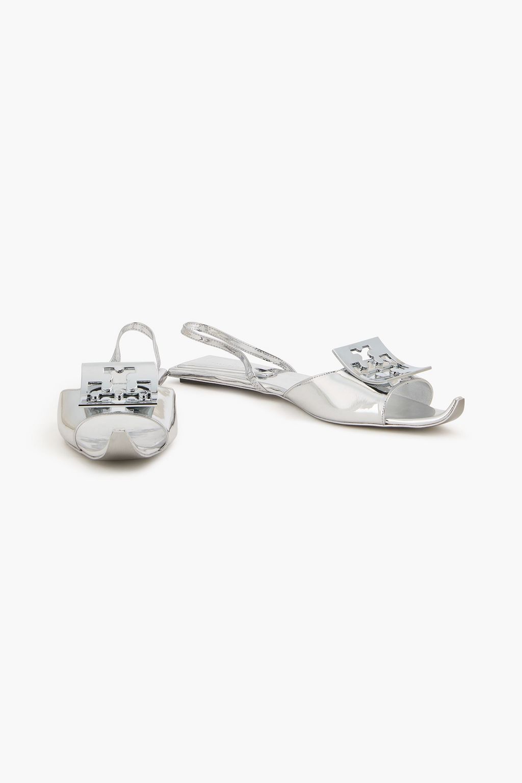 TORY BURCH ミラー加工レザー スリングバックサンダル
