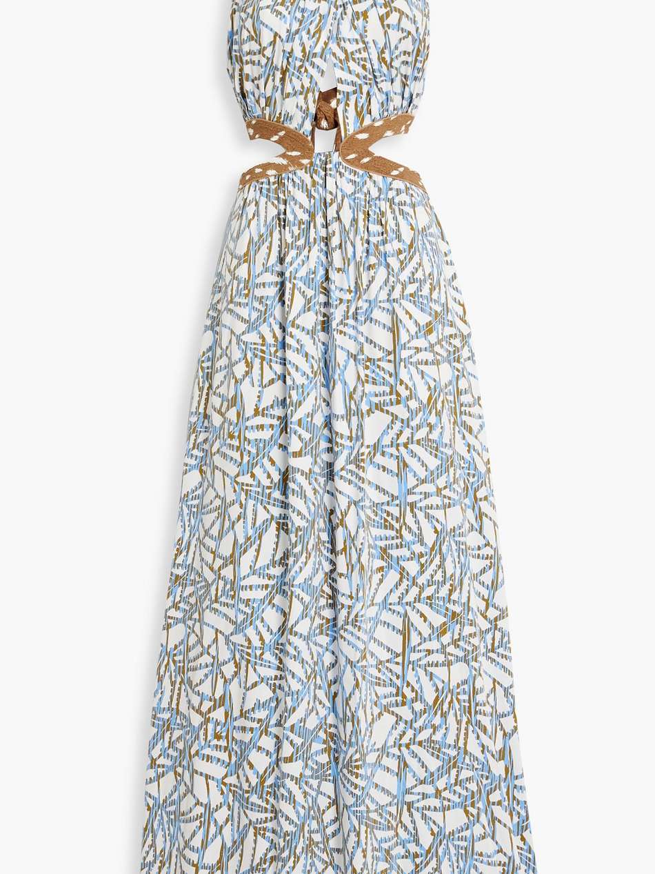 elizabeth cutout printed twill maxi dress