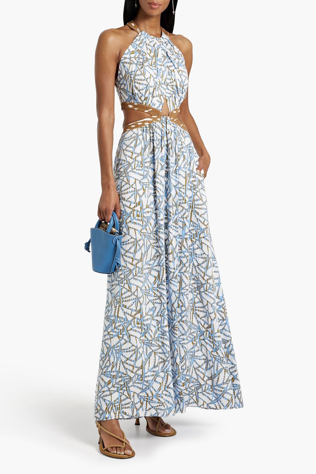 DIANE VON FURSTENBERG Elizabeth cutout printed twill maxi dress