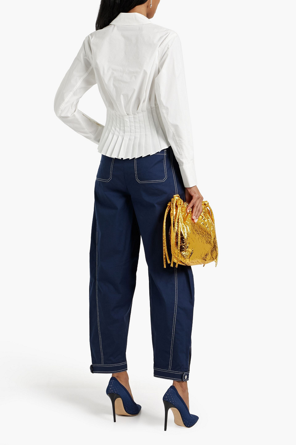 Shop Simkhai Kairi Cotton-blend Canvas Tapered Pants In Navy