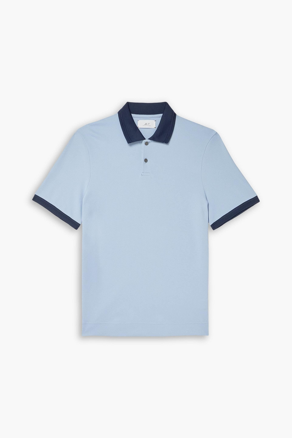 mr p. - two-tone piqué golf polo shirt - blue - xs