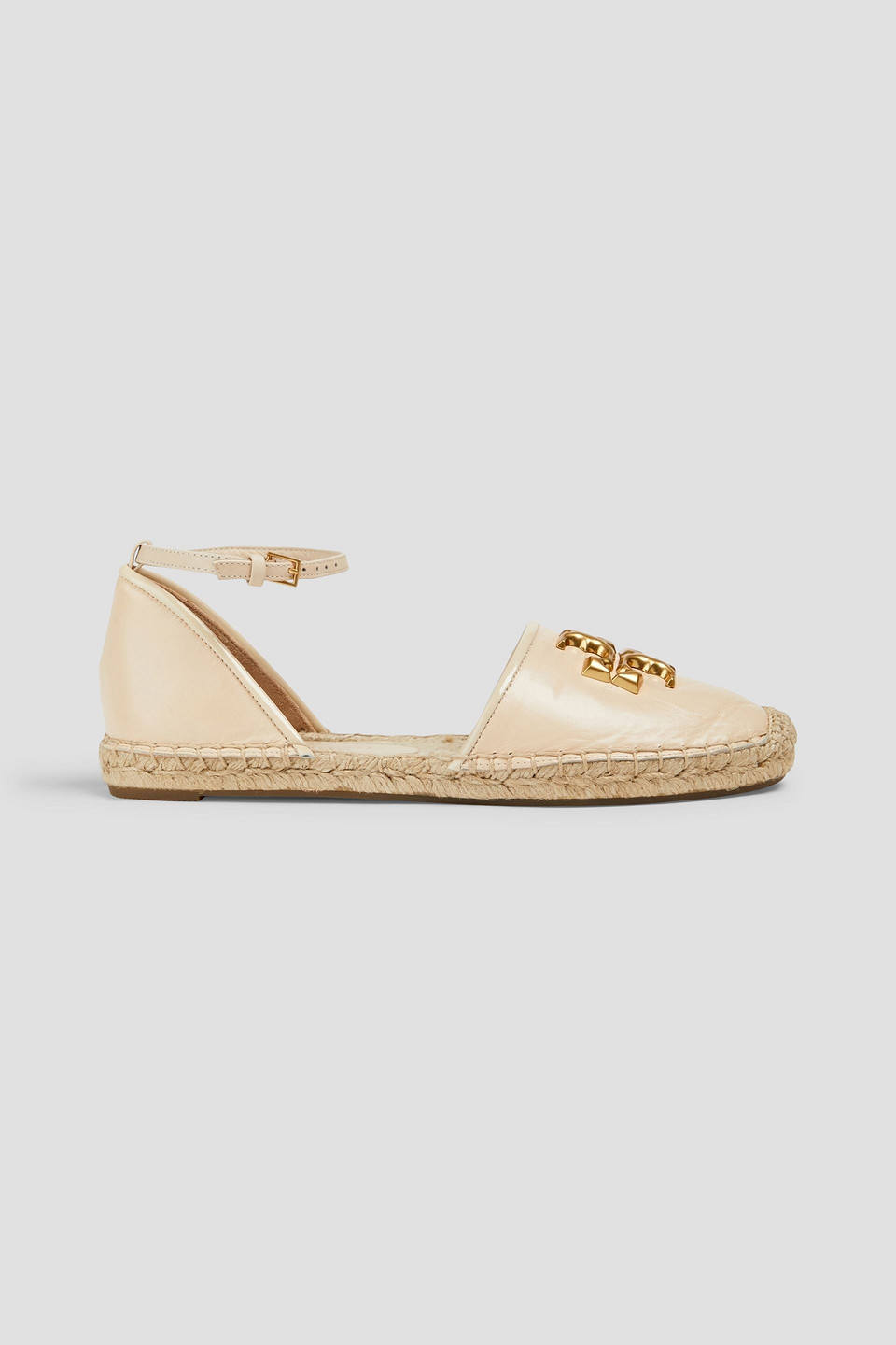 Tory Burch Eleanor Embellished Leather Espadrilles In Gold