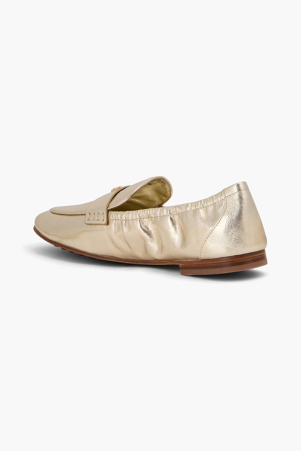 TORY BURCH 장식 디테일 메탈릭 가죽 로퍼
