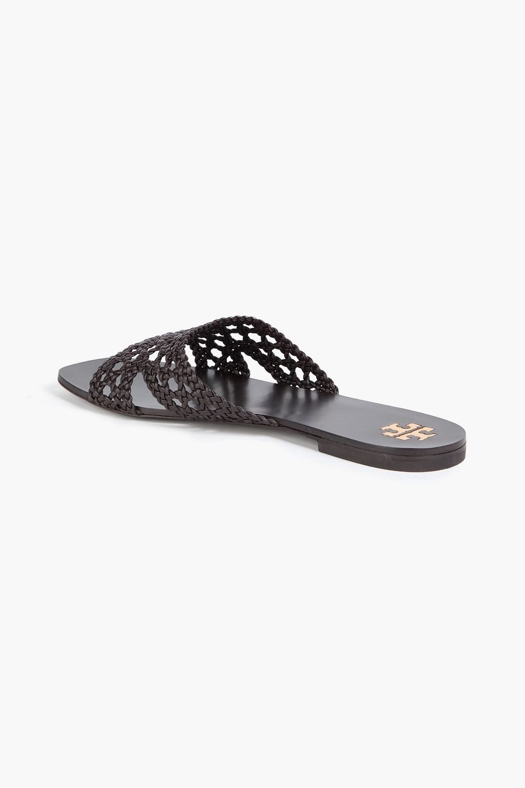 TORY BURCH 編み込みレザー スライドサンダル