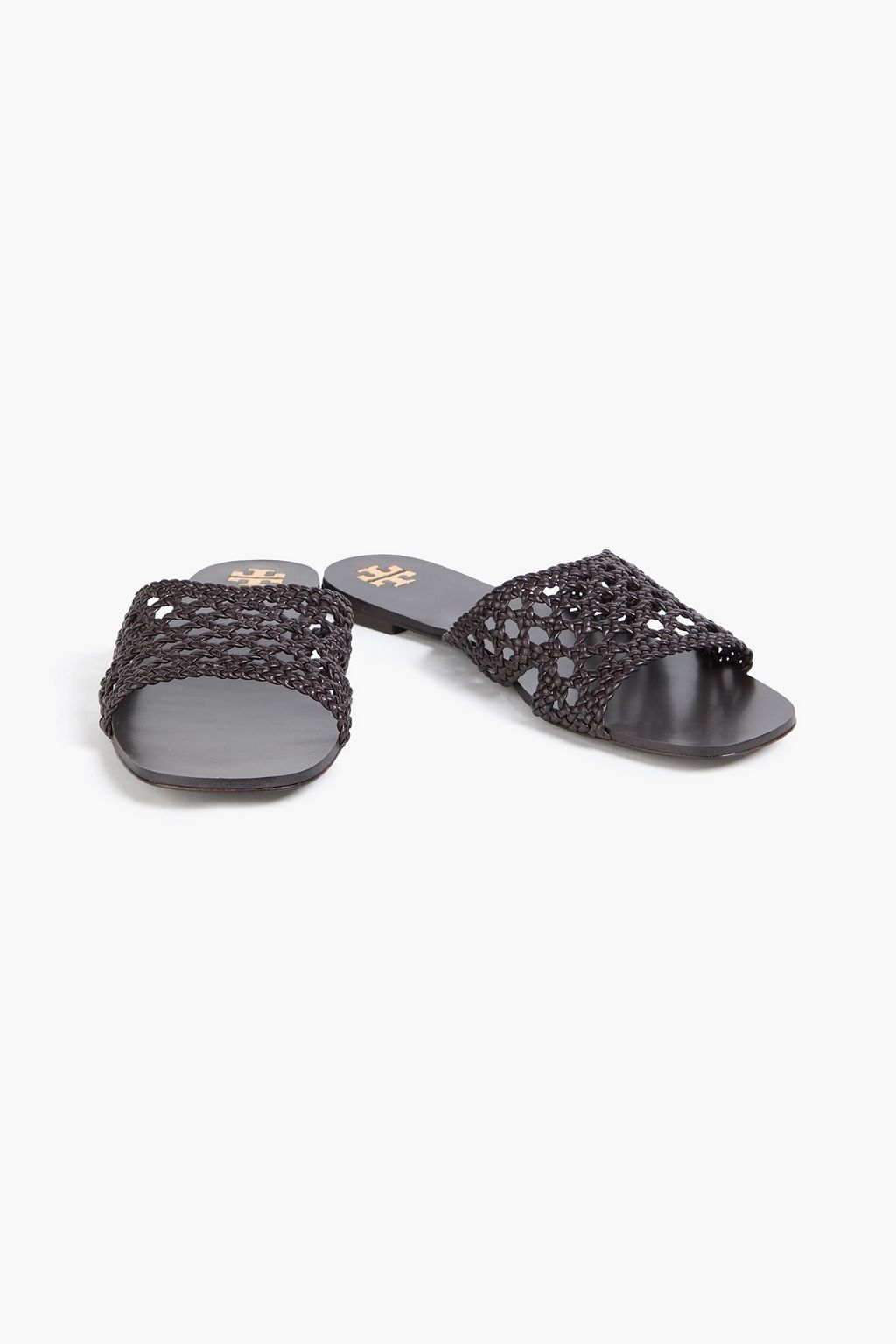 TORY BURCH 編み込みレザー スライドサンダル
