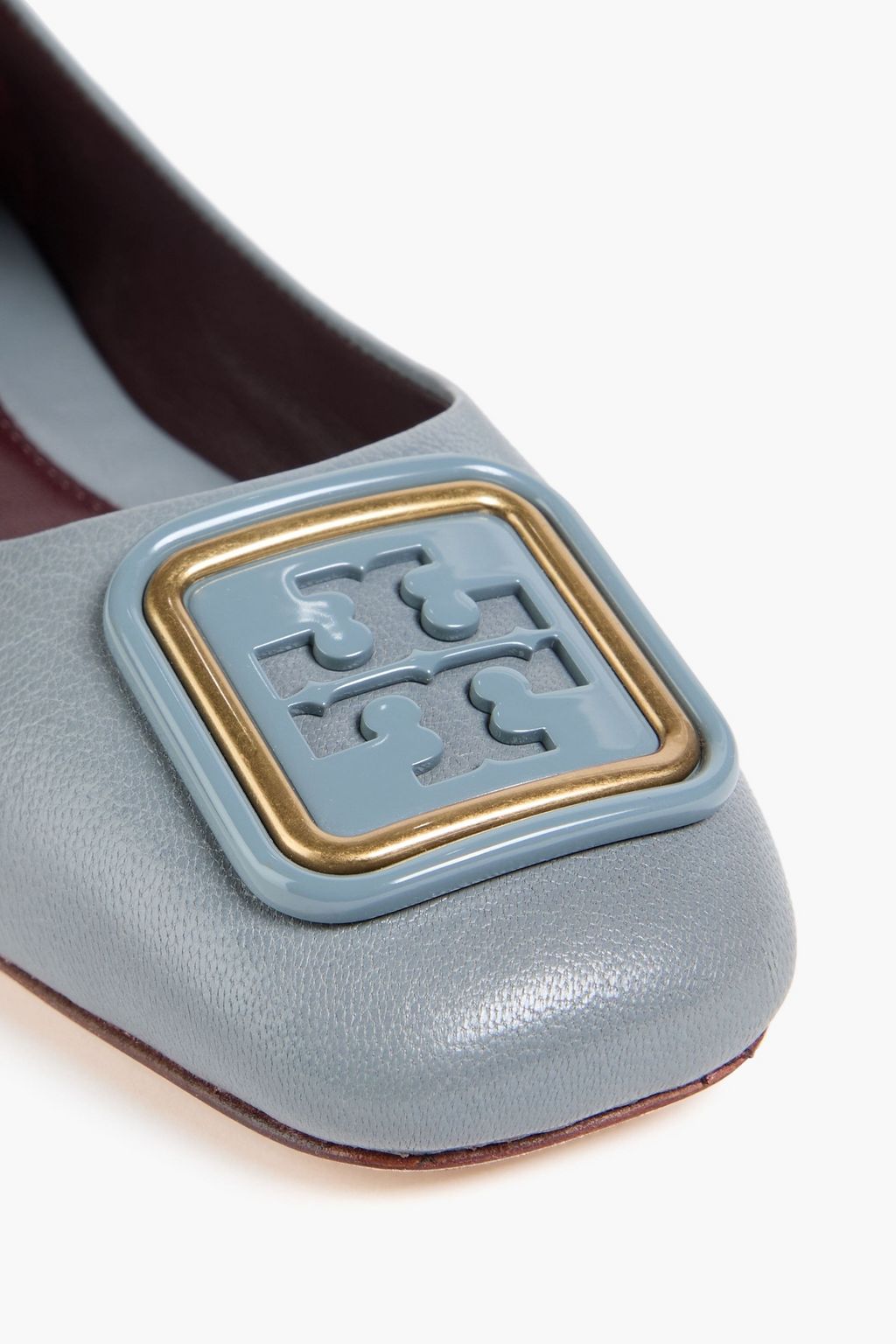 TORY BURCH 조지아 장식 디테일 텍스처드 가죽 발레리나 플랫