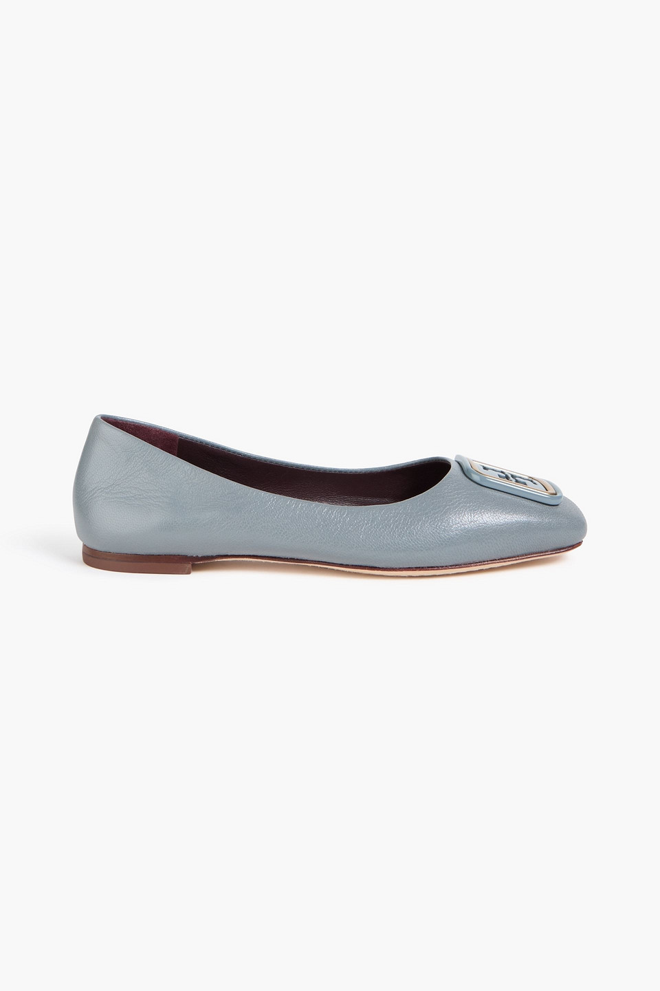 Tory Burch Georgia Ballerinas Aus Strukturiertem Leder Mit Verzierung In Blue