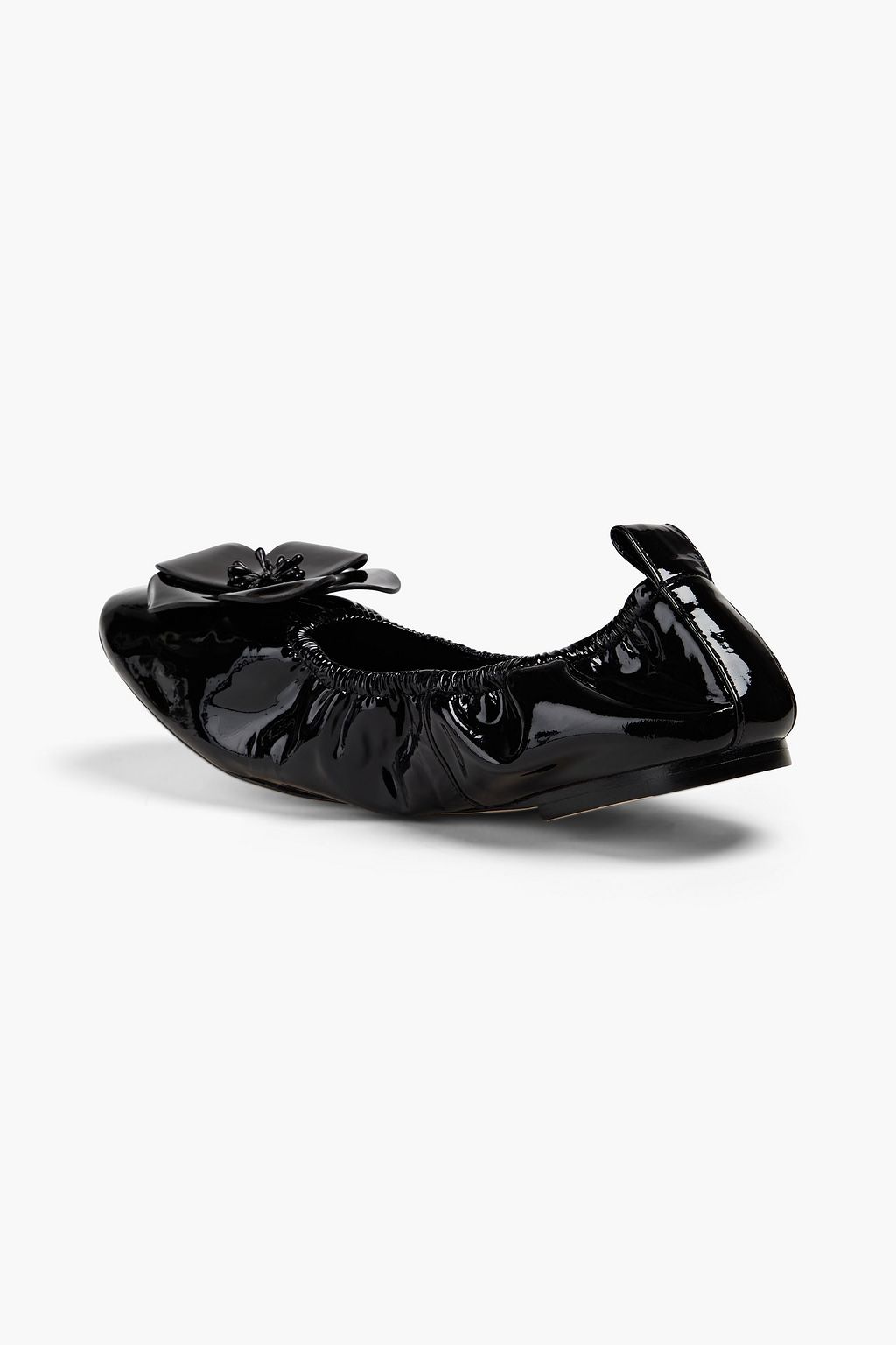 TORY BURCH パテントレザー バレリーナシューズ フローラルアップリケ付き