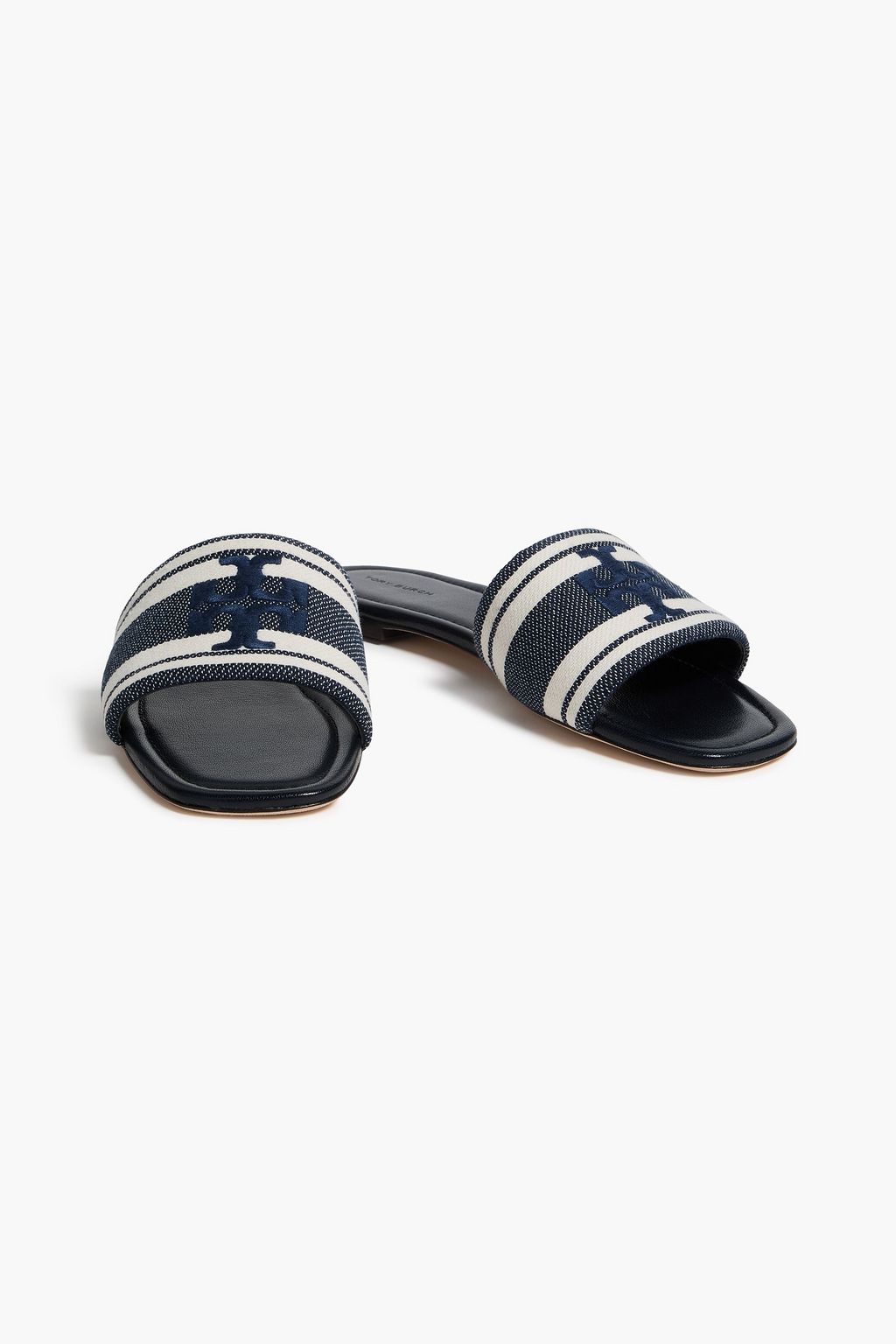 TORY BURCH Double T jacquard slides