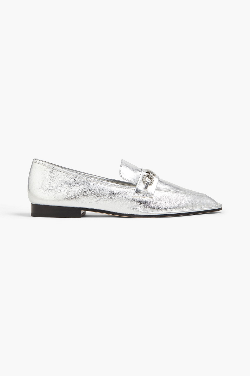 Tory Burch - Perrine embellished metallic leather loafers - Metallic - US 8