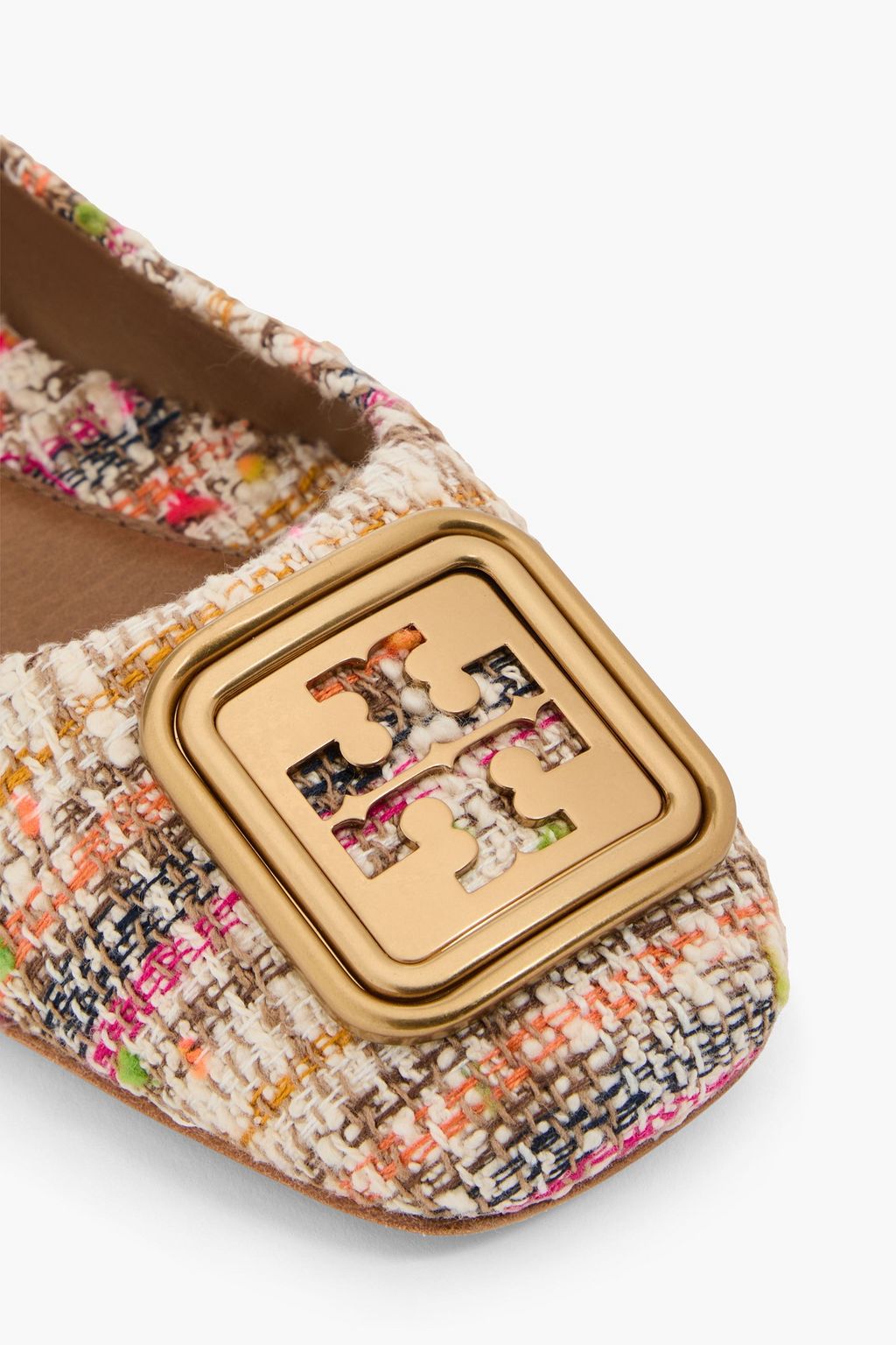 TORY BURCH حذاء باليرينا مسطح "جورجيا" من التويد بتصميم مزركش