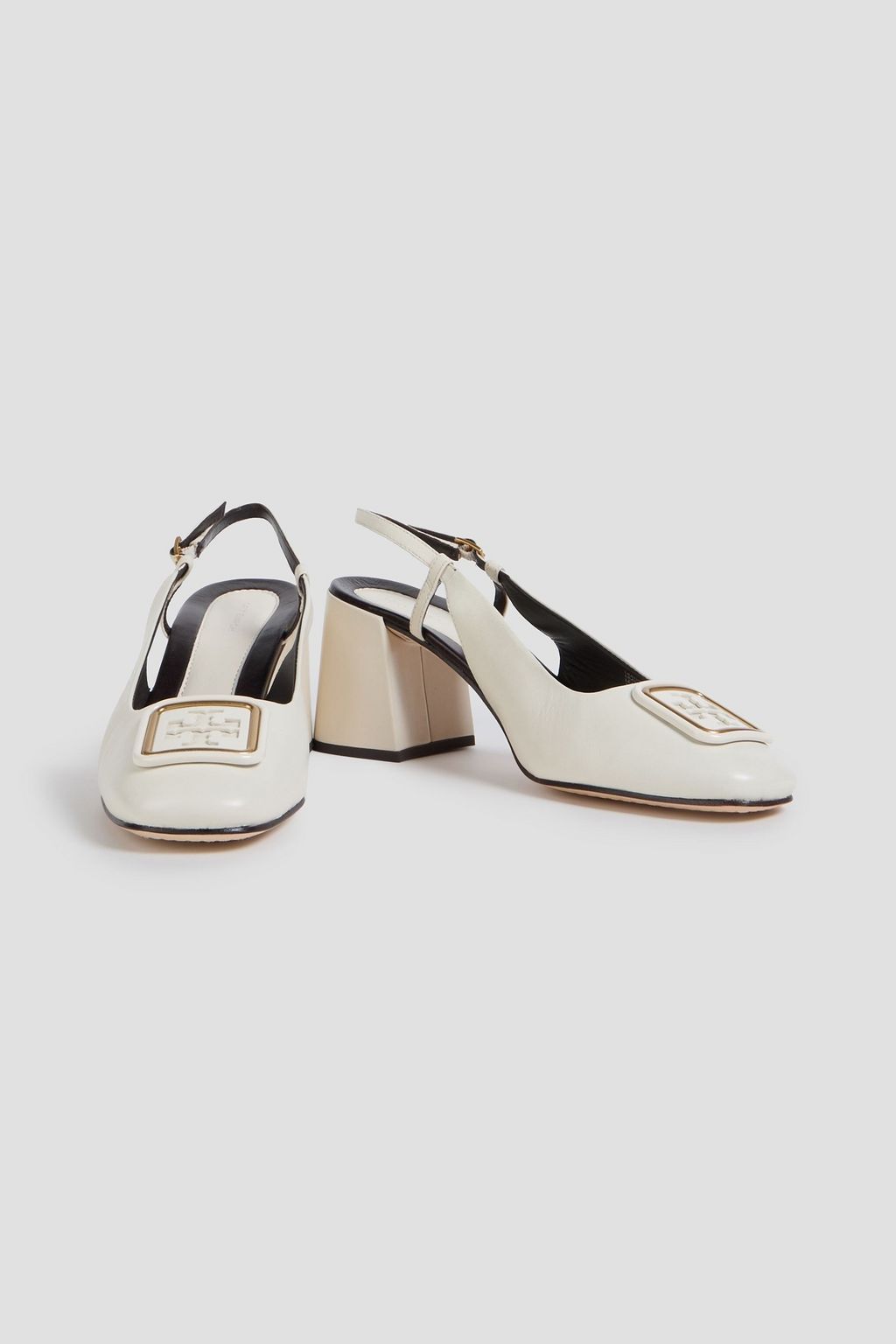 TORY BURCH حذاء بامب "جورجيا" من الجلد بحزام خلفي وتصميم مزركش