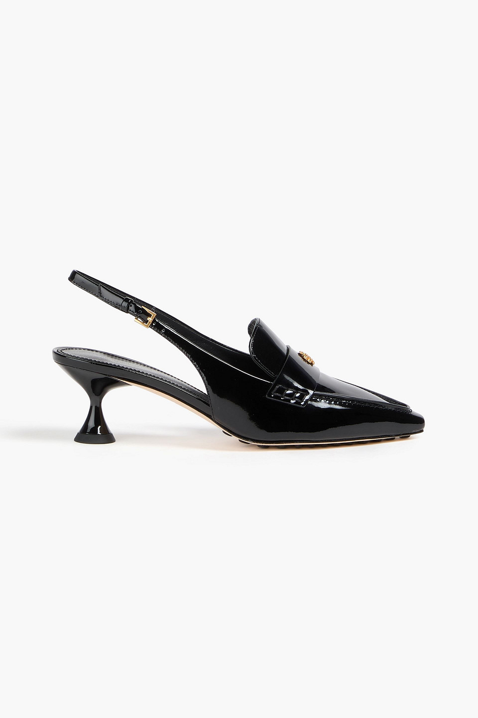 Tory Burch Embellished Patent-leather Slingback Pumps In Black