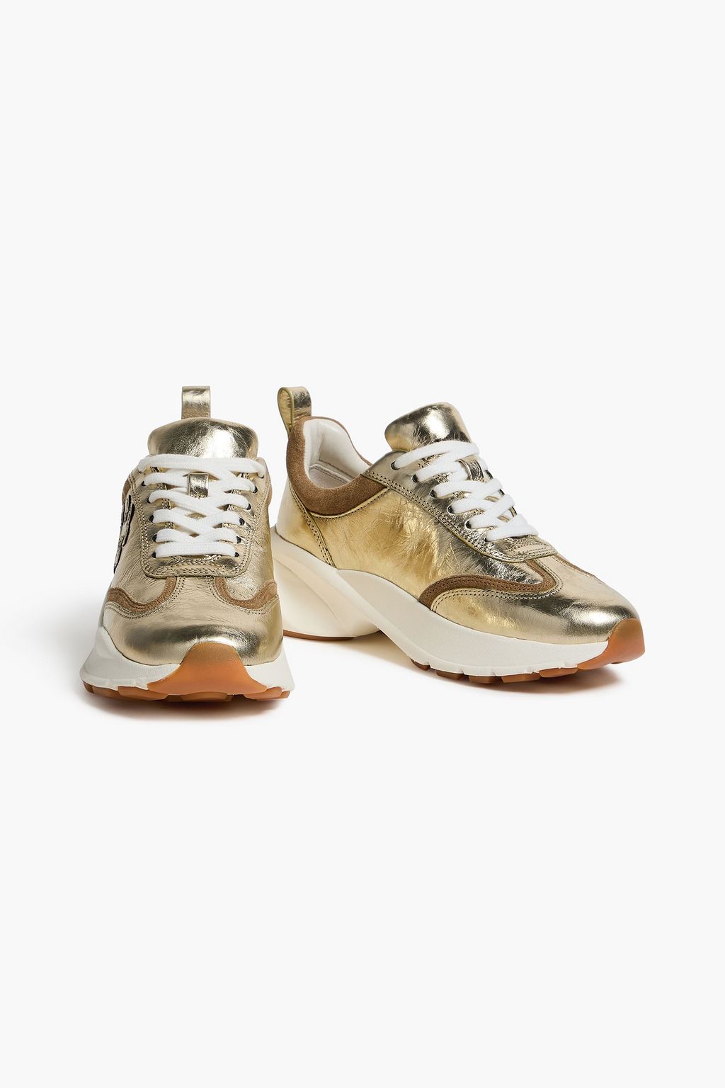 TORY BURCH Good Luck metallic leather sneakers