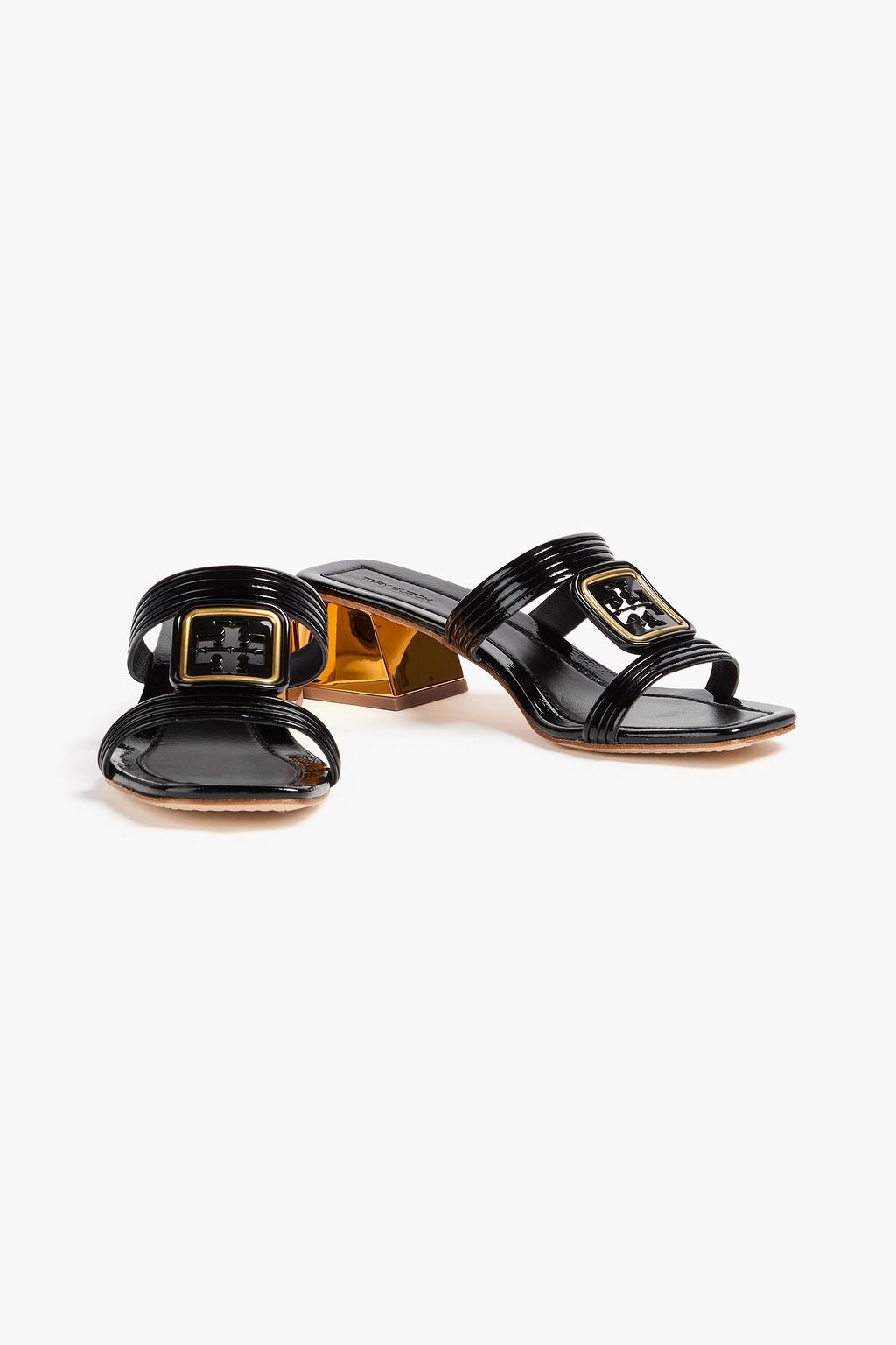 TORY BURCH صندل "جورجيا" من الجلد اللامع بتصميم مزركش