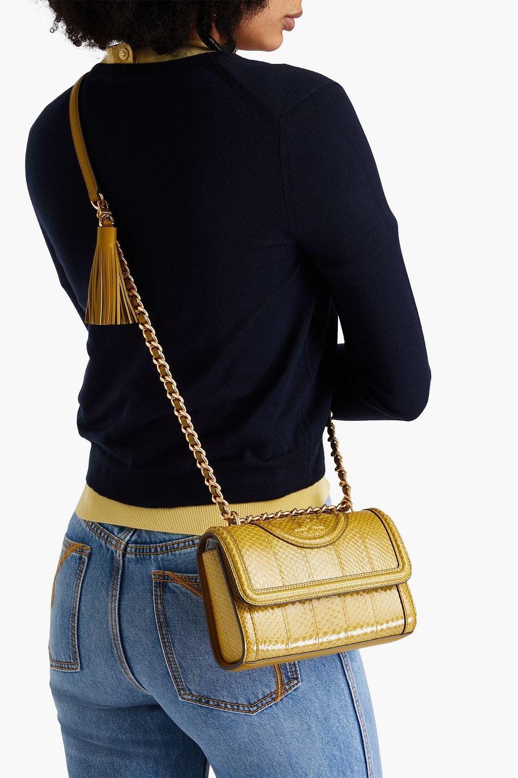 TORY BURCH Fleming watersnake shoulder bag